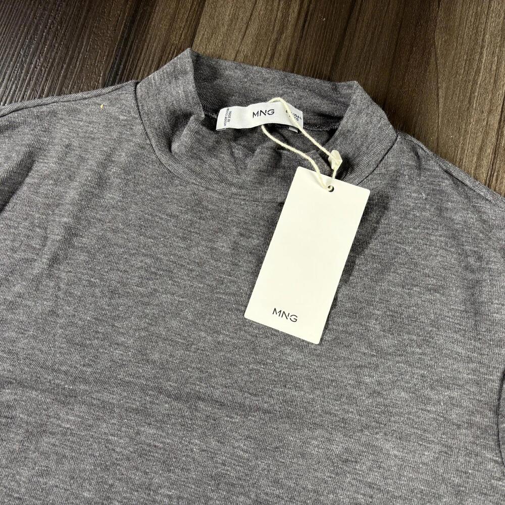 MNG Solid Gray Basic Top Women's Size Large High … - image 4